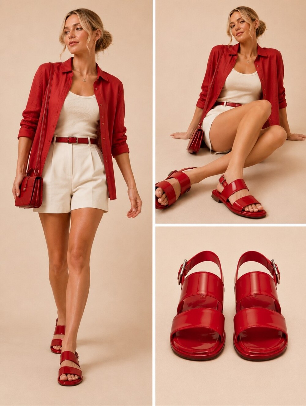 Matt & Nat Glam Red Waterproof Vegan PVC Double Strap Sandals EU 37 US 6